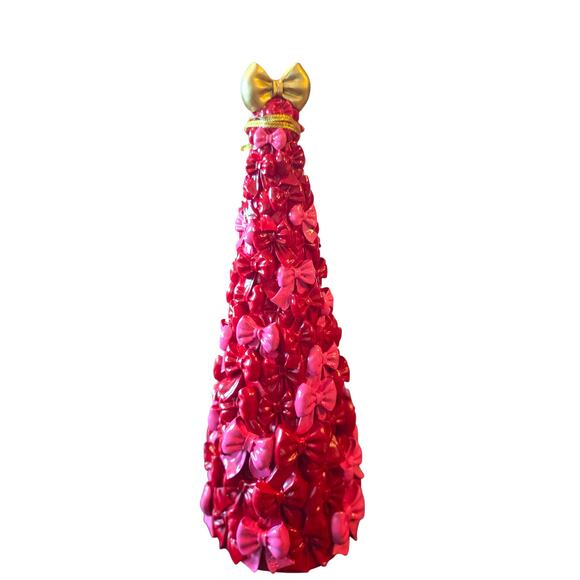 Cupcakes & Cashmere Red and Pink Bow Christmas Tree 16" Holiday Viral NEW - Picture 2 of 4